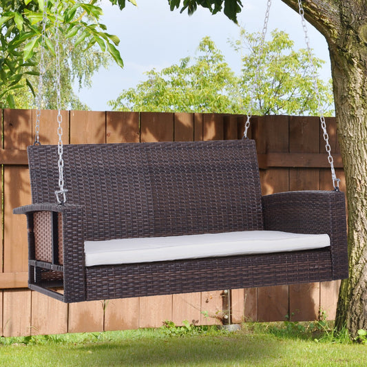 Outsunny 2-person Outdoor Wicker Porch Swing Chair Garden Hanging