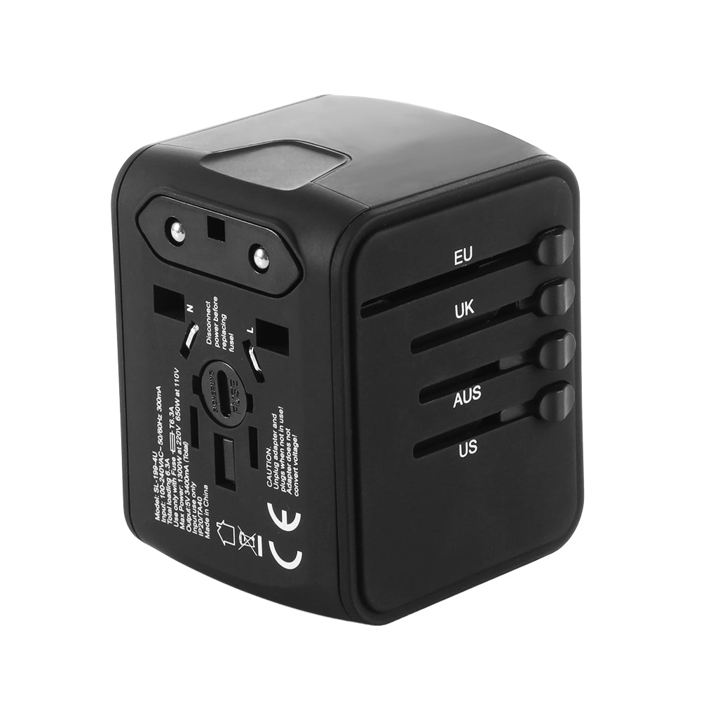 4 USB Ports Universal Travel Adapter All-In-One