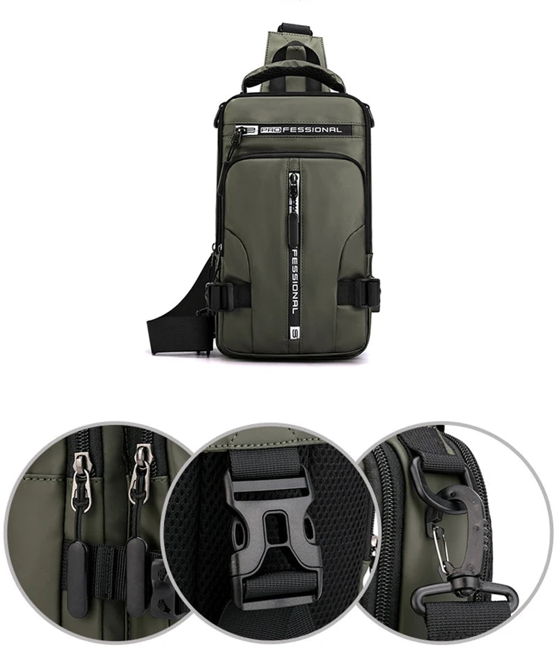 Cross body Shoulder Chest Bag with USB Charging