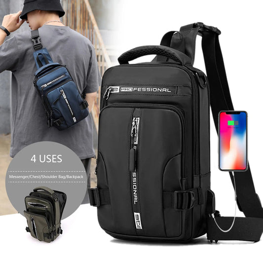 Cross body Shoulder Chest Bag with USB Charging